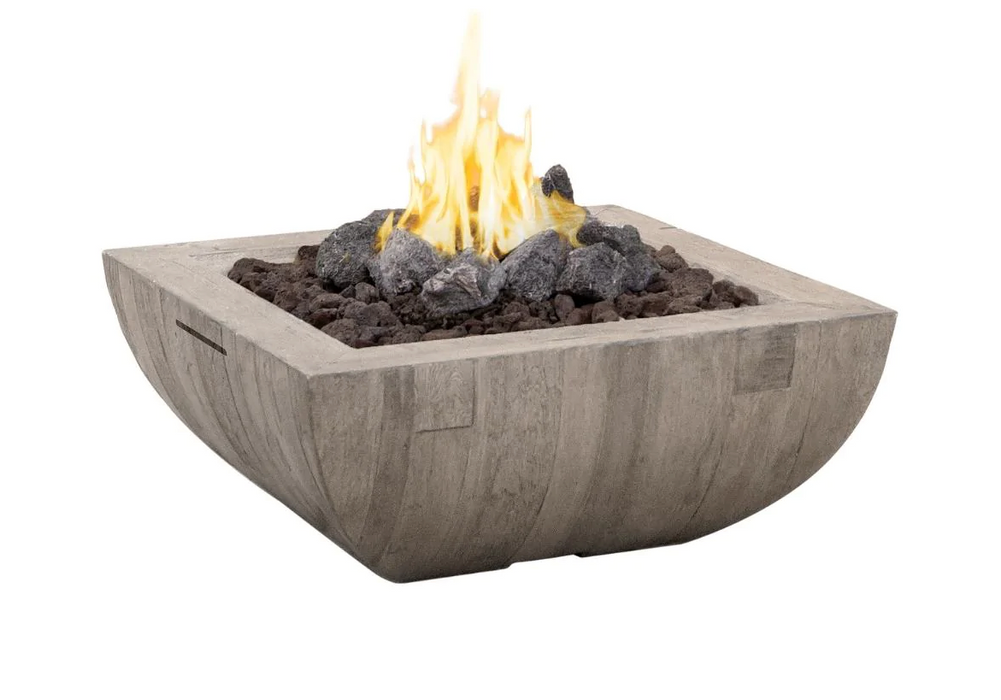 American Fyre Designs Bordeaux 36-Inch "Reclaimed Wood" Square Gas Fire Bowl Fireplaces CG Products Silver Pine  