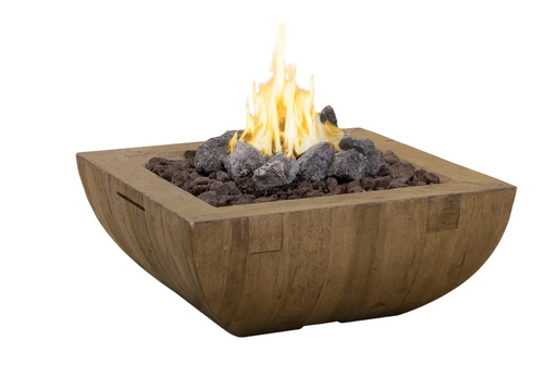 American Fyre Designs Bordeaux 36-Inch "Reclaimed Wood" Square Gas Fire Bowl Fireplaces CG Products French Barrel Oak  