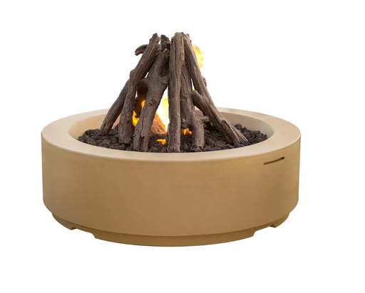 American Fyre Designs Louvre 48-Inch Round Gas Fire Pit Fireplaces CG Products Cafe Blanco Manual Ignition System 