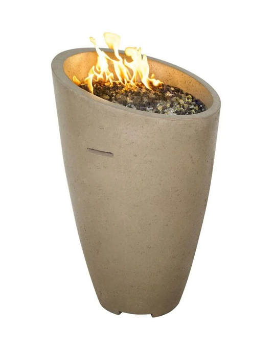 American Fyre Designs Eclipse 23-Inch Free Standing Outdoor Gas Fire Urn Fireplaces CG Products Cafe Blanco With Access Door 
