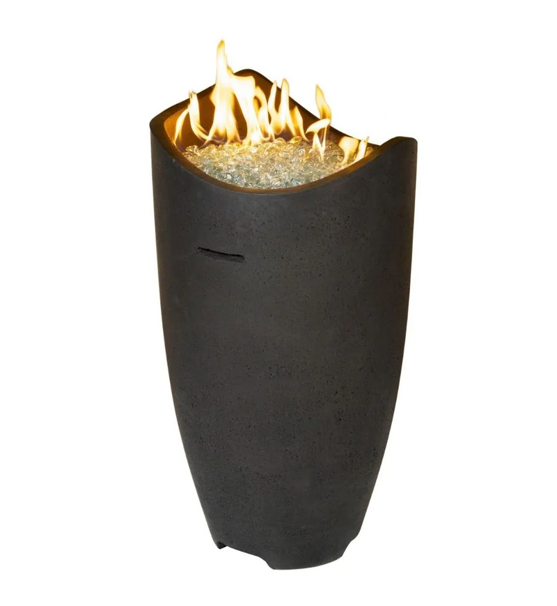 American Fyre Designs Wave 20-Inch Free Standing Outdoor Gas Fire Urn Fireplaces CG Products Black lava With Access Door 