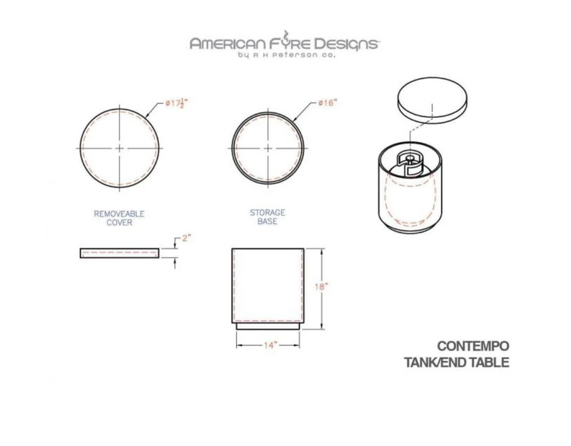 American Fyre Designs Contempo Concrete Tank/End Table Fireplaces CG Products   