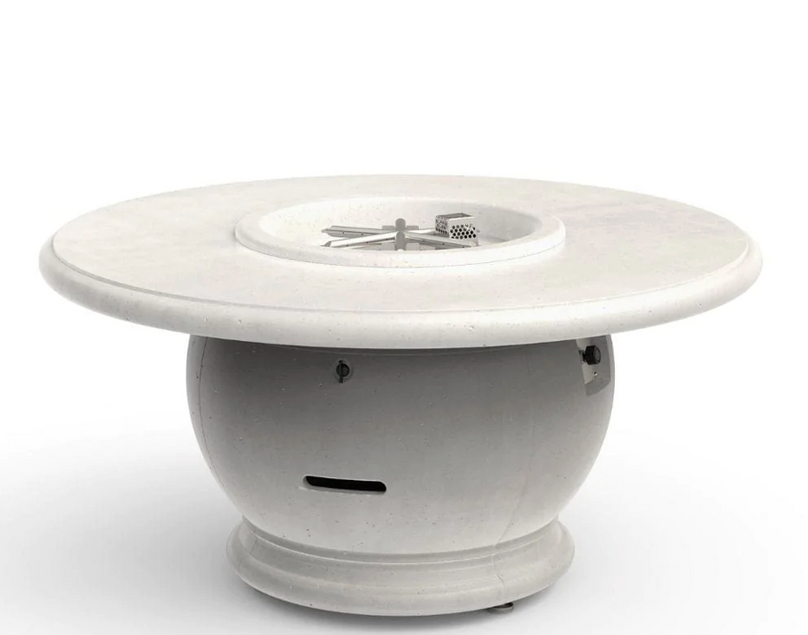American Fyre Designs Amphora 48-Inch Concrete Round Gas Fire Pit Table Fireplaces CG Products White Aspen Propane LPG 