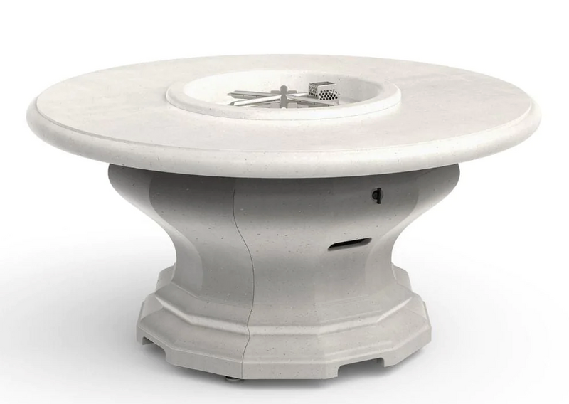 American Fyre Designs Inverted 48-Inch Concrete Round Gas Fire Pit Table Fireplaces CG Products White Aspen Propane LPG 