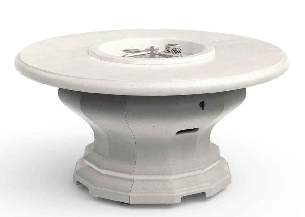 American Fyre Designs Inverted 48-Inch Concrete Round Gas Fire Pit Table Fireplaces CG Products White Aspen Propane LPG 
