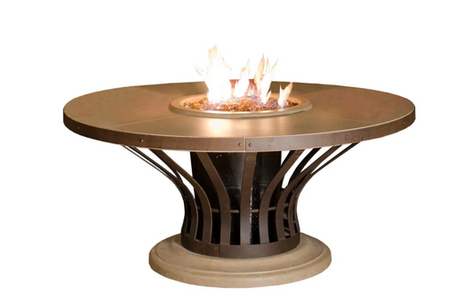 American Fyre Designs Fiesta 54-Inch Round Gas Fire Pit Table Fireplaces CG Products Cafe Blanco Propane LPG 