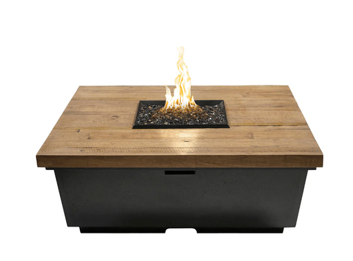 American Fyre Designs Contempo 44-Inch "Reclaimed Wood" Square Gas Fire Pit Table Fireplaces CG Products French Barrel Oak Manual Ignition System 