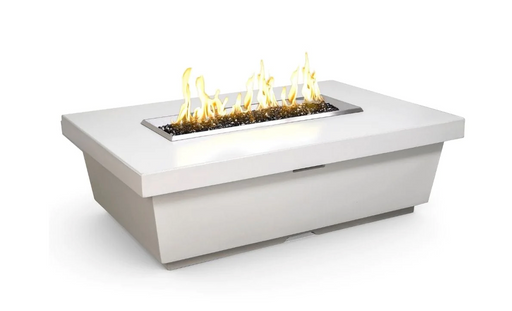 American Fyre Designs Contempo 52-Inch Concrete Rectangular Gas Fire Pit Table Fireplaces CG Products White Aspen Manual Ignition System 