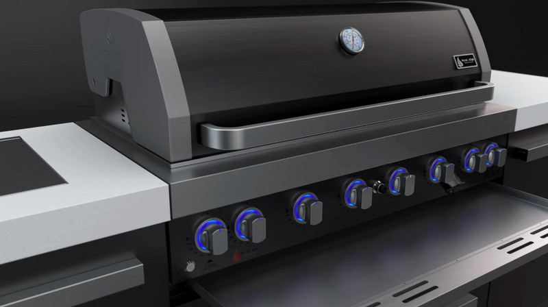 Mont Alpi 805 Black Stainless Steel Island with 90 Degree Corner and Fridge Cabinet 93'' BBQ GRILL Mont Alpi   