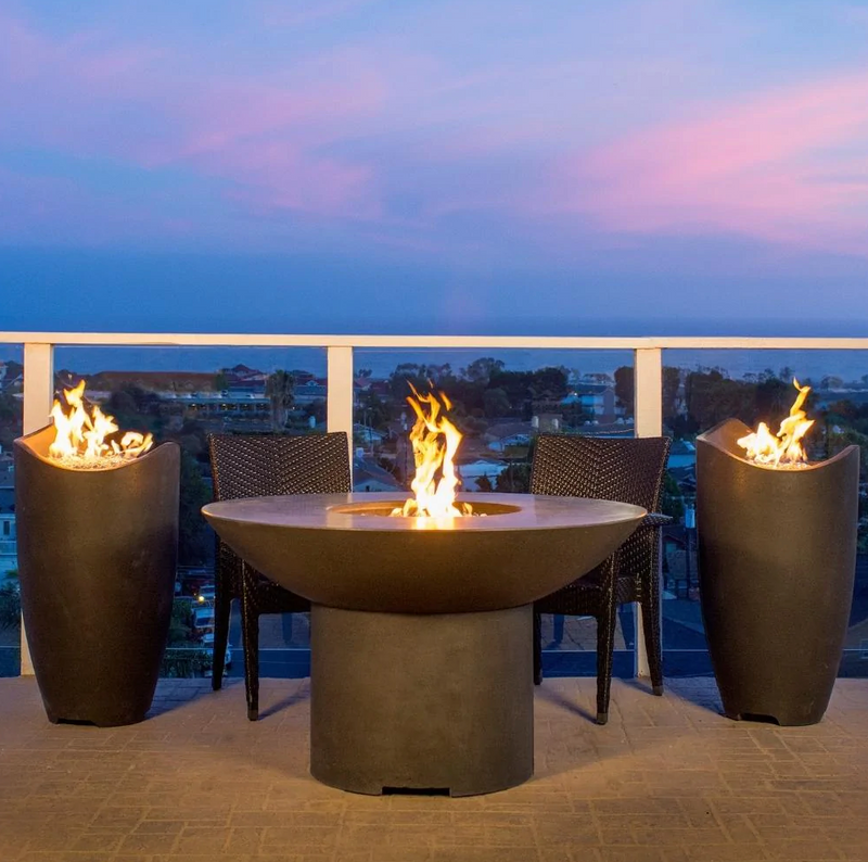 American Fyre Designs Lotus 48-Inch Round Concrete Gas Fire Pit Table Fireplaces CG Products   