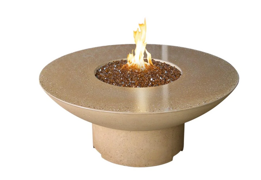 American Fyre Designs Lotus 48-Inch Round Concrete Gas Fire Pit Table Fireplaces CG Products Café Blanco  