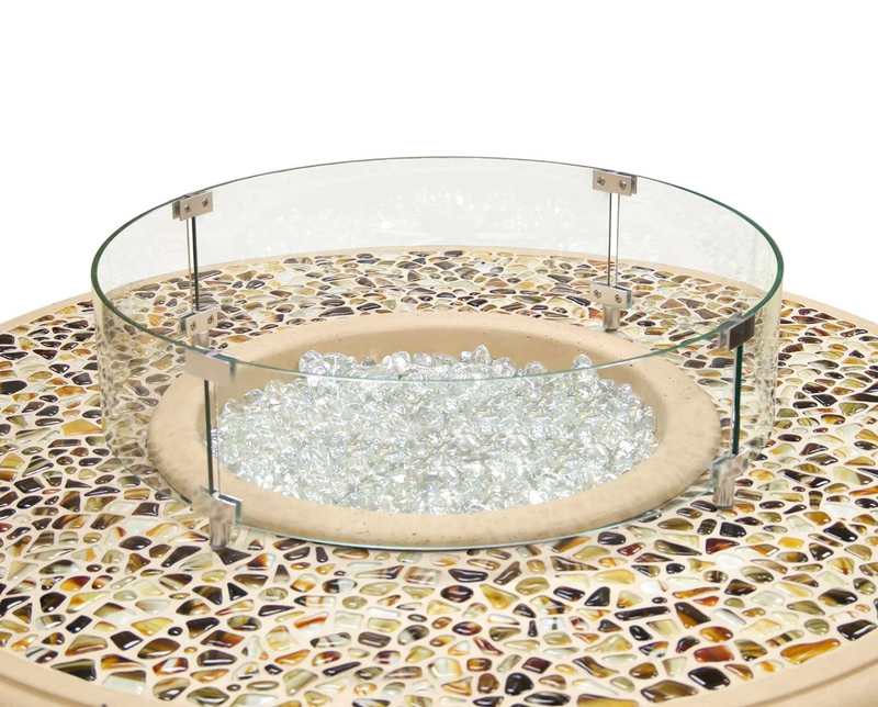 American Fyre Designs Glass Wind Guard for Gas Fire Pits Fireplaces CG Products For Round Fire Table  