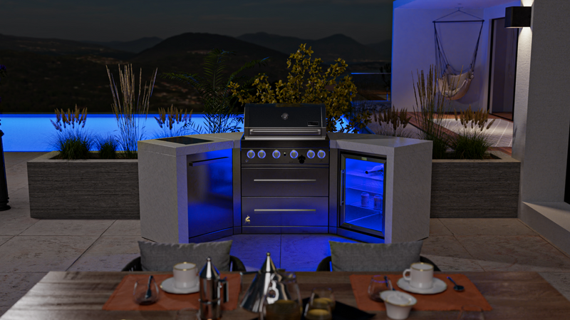 Mont Alpi 400 Deluxe Island With 45 Degree Corners And Fridge Cabinet BBQ GRILL Mont Alpi   