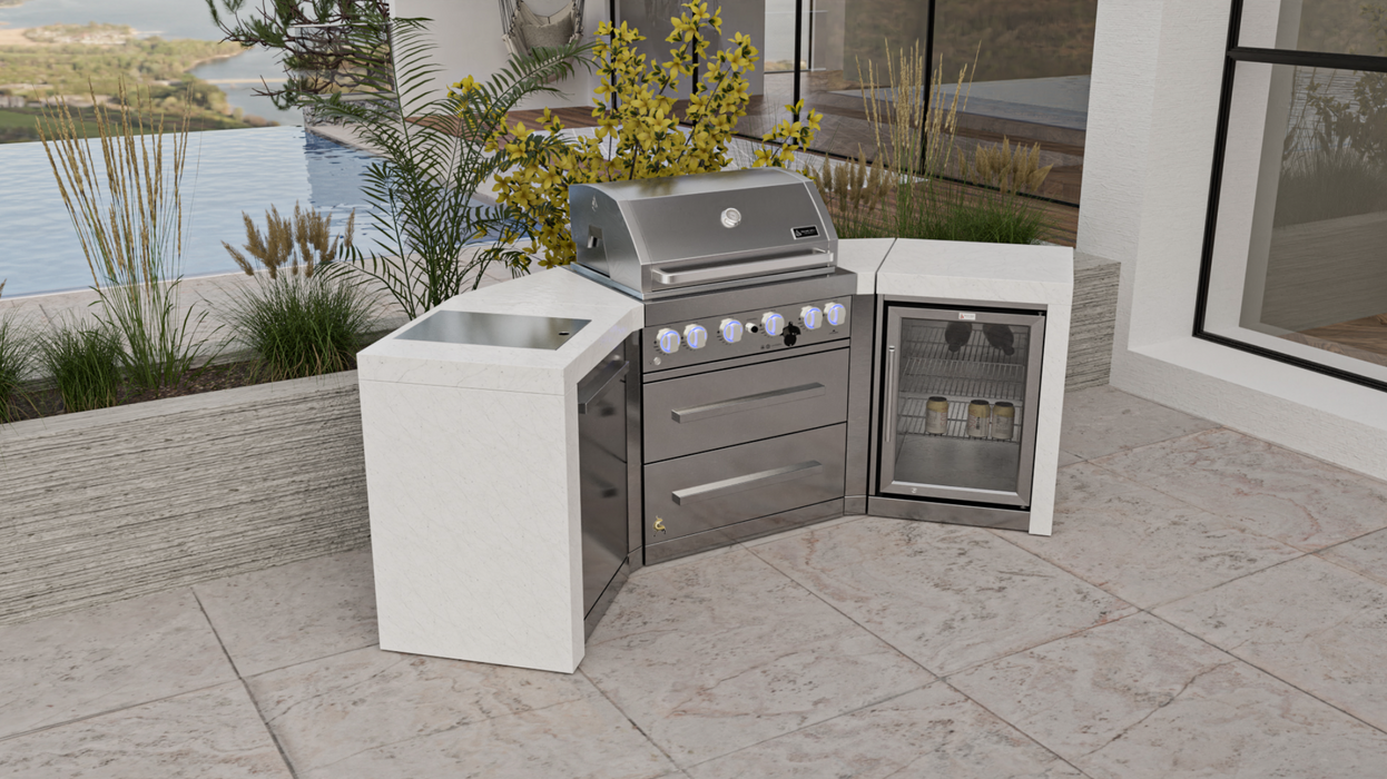 Mont Alpi 400 Deluxe Island With 45 Degree Corners And Fridge Cabinet BBQ GRILL Mont Alpi   
