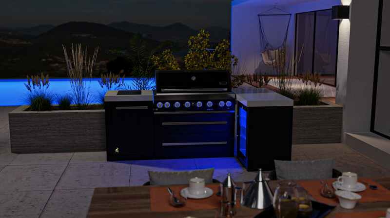 Mont Alpi 805 Black Stainless Steel Island with 90 Degree Corner and Fridge Cabinet 93'' BBQ GRILL Mont Alpi   