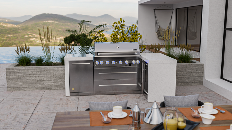Mont Alpi 805 Deluxe Island With 90 Degree Corner And Fridge Cabinet 93'' BBQ GRILL Mont Alpi   