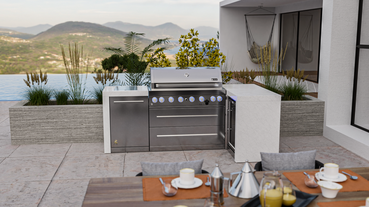 Mont Alpi 805 Deluxe Island With 90 Degree Corner And Fridge Cabinet 93'' BBQ GRILL Mont Alpi   