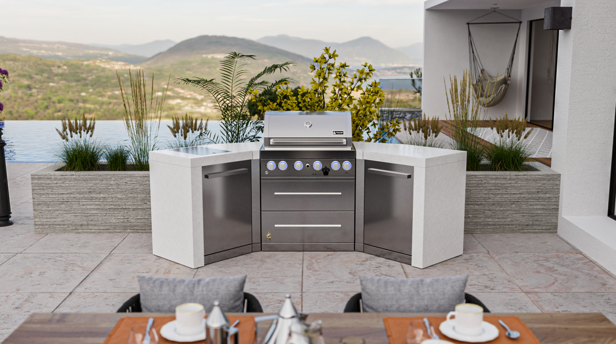 Challenger Designs 83 Kamado Grill & Built-in Grill Outdoor Kitchen Island