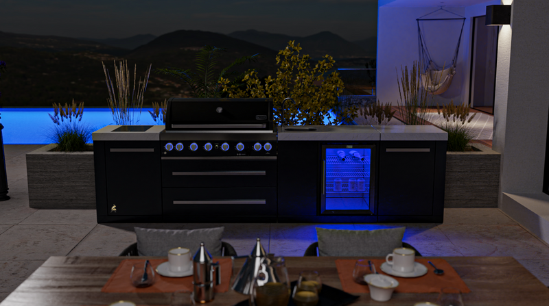 Mont Alpi 805 Black Stainless Steel Island with Beverage Center, Infrared Side Burner 11' BBQ GRILL Mont Alpi   