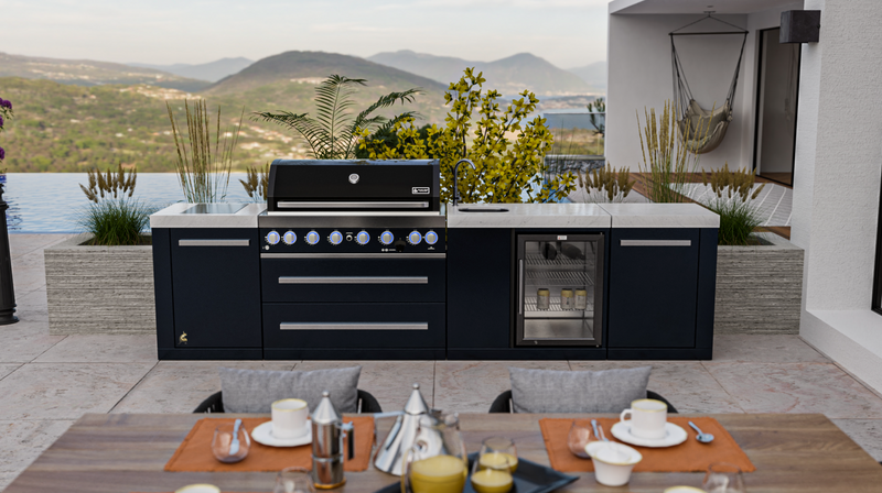 Mont Alpi 805 Black Stainless Steel Island with Beverage Center, Infrared Side Burner 11' BBQ GRILL Mont Alpi   