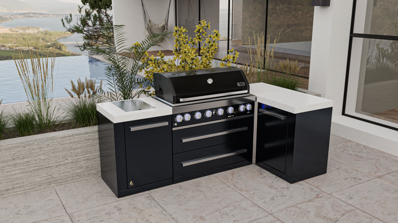 Mont Alpi 805 Black Stainless Steel L-Shaped Island 93'' BBQ GRILL Mont Alpi   