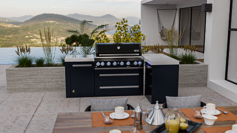 Mont Alpi 805 Black Stainless Steel L-Shaped Island 93'' BBQ GRILL Mont Alpi   