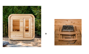 Dundalk Canadian Timber Luna White Cedar Outdoor Sauna | 2-4 People | Wood or Electric Heater  Dundalk Leisurecraft Dundalk Canadian Timber Luna White Cedar Outdoor Sauna + Saaku Electric Heater - 6KW with Rocks  