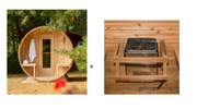 Dundalk Canadian Timber White Cedar Serenity Outdoor Sauna | 2-4 People | Wood or Electric Heater  Dundalk Leisurecraft Dundalk Canadian Timber White Cedar Serenity Outdoor Sauna + Saaku Electric Heater - 6KW with Rocks  