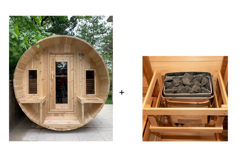 Dundalk Canadian Timber White Cedar Tranquility Outdoor | 2-4 People | Wood or Electric Heater sauna Dundalk Leisurecraft Dundalk Canadian Timber White Cedar Tranquility Outdoor + Saaku Electric Heater - 8KW with Rocks  