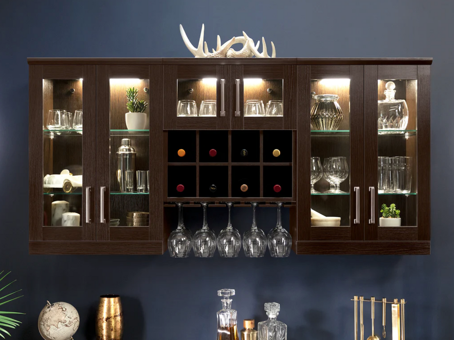Home Bar 8 Piece Back splash Wine & Draws Cabinet Set + Counter top furniture New Age   