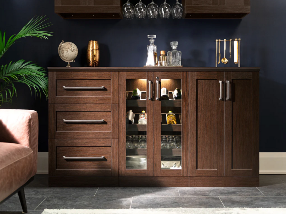 Home Bar 6 Piece Cabinet & shelves Set + Counter top furniture New Age   