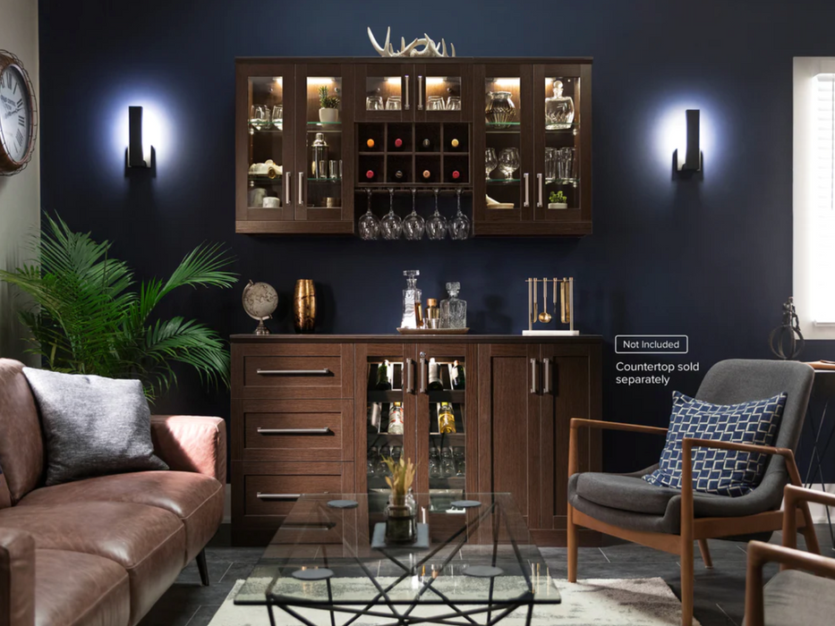 Home Bar 7 Piece Back splash Wine Cellar Cabinet Set + Counter top furniture New Age   