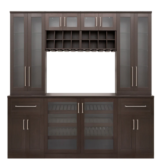 Home Bar 7 Piece Cabinet Set + Counter top furniture New Age Expresso  