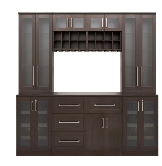 Home Bar 8 Piece Cabinet Set + Counter top furniture New Age Expresso  