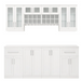 Home Bar 8 Piece Back splash storage Cabinet Set + Counter top furniture New Age White  