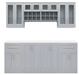 Home Bar 8 Piece Back splash storage Cabinet Set + Counter top furniture New Age Gray  