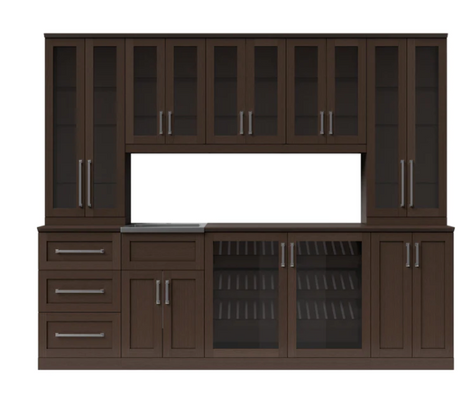Home Wet Bar 10 Piece Cabinet Set - 21 Inch + Counter top furniture New Age Expresso  