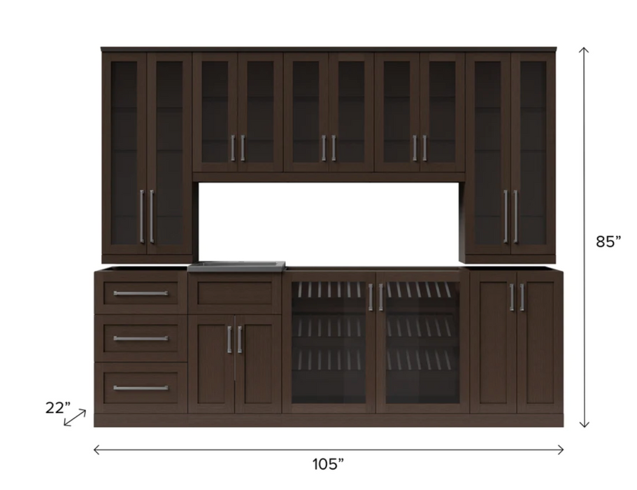 Home Wet Bar 10 Piece Cabinet Set - 21 Inch + Counter top furniture New Age   