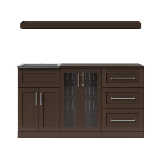 Home Wet Bar 5 Piece Cabinet Set - 21 Inch furniture New Age Espresso  