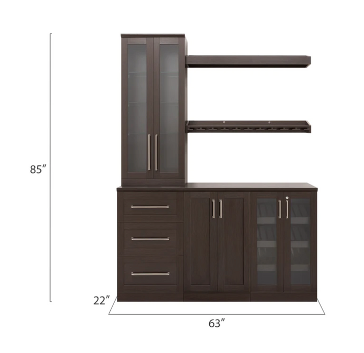 Home Bar 6 Piece Cabinet & shelves Set + Counter top furniture New Age   