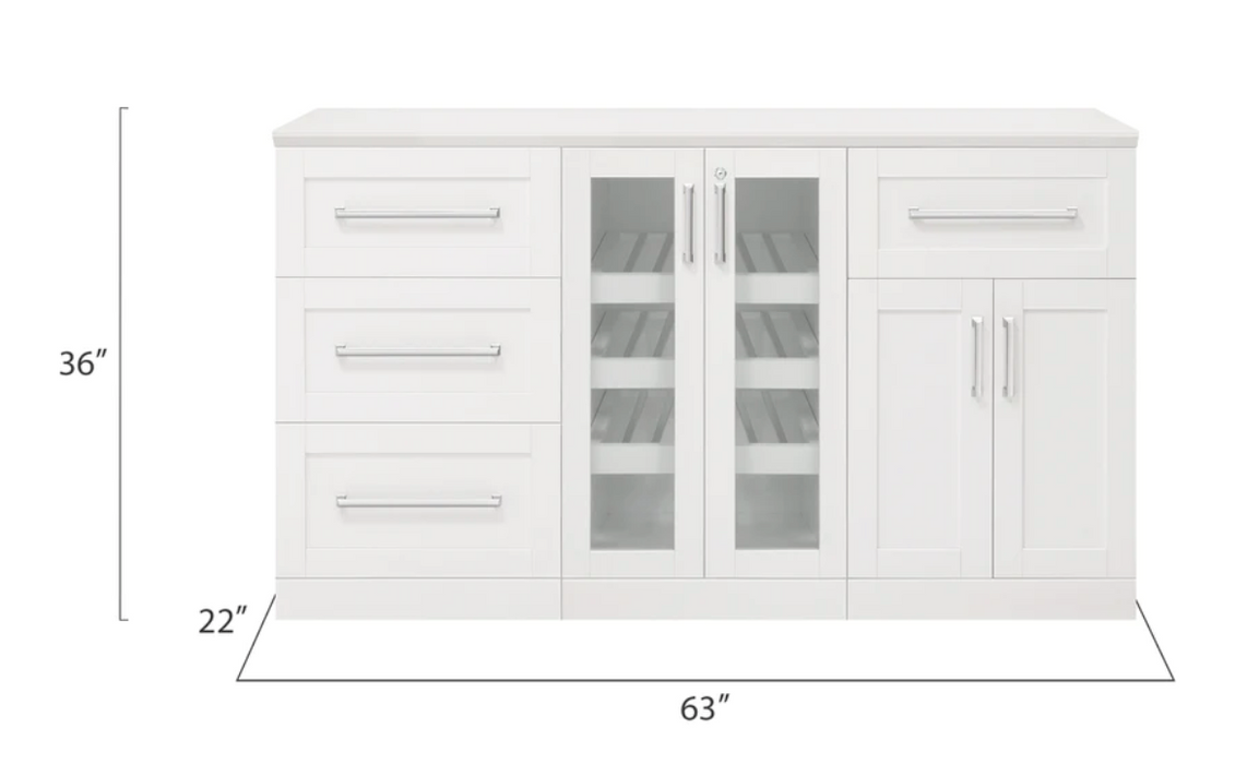 Home Bar 3 Piece Cabinet Set + Counter top furniture New Age White  