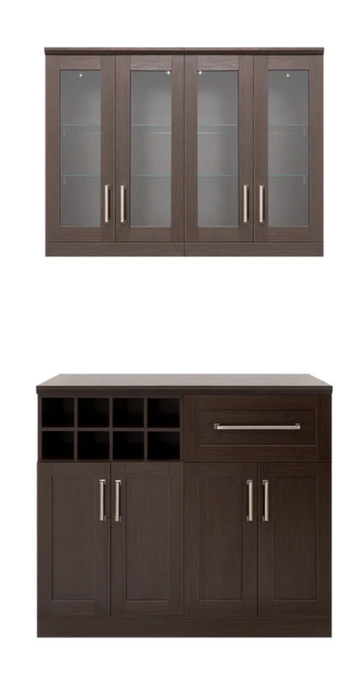 Home Bar 4 Piece Cabinet Set + Counter top furniture New Age Expresso  