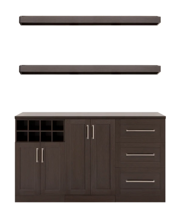 Home Bar 5 Piece Cabinet Set + Counter top furniture New Age Expresso  