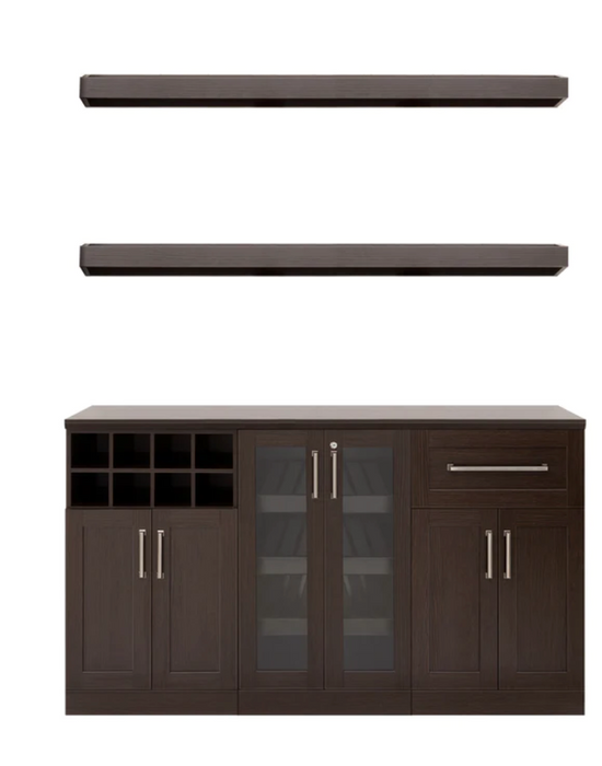 Home Bar 5 Piece Cabinet Set + Counter top furniture New Age Expresso  