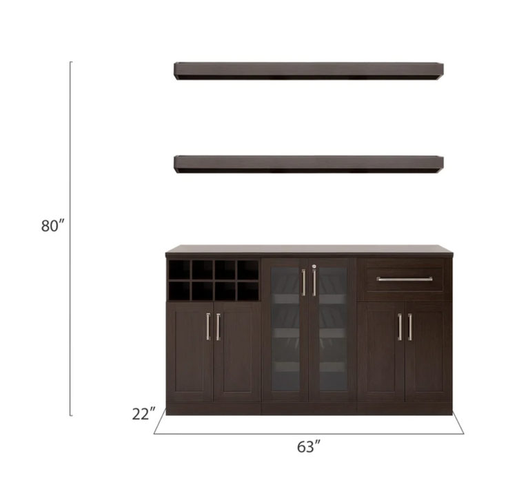 Home Bar 5 Piece Cabinet Set + Counter top furniture New Age   