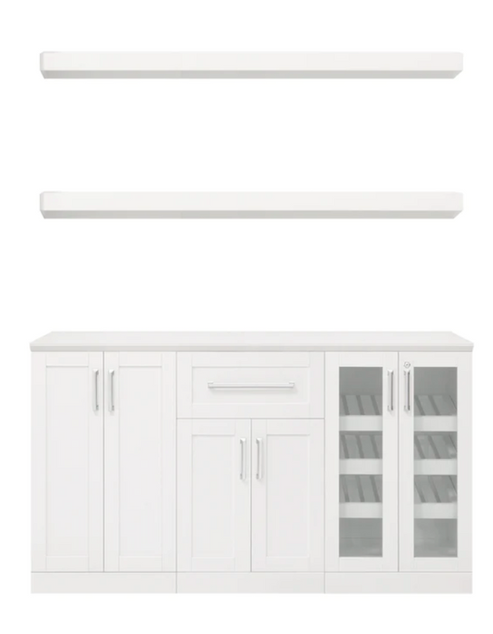 Home Bar 5 Piece Cabinet Set + Counter top furniture New Age White  