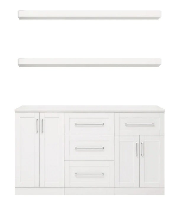 Home Bar 5 Piece Cabinet Set + Counter top furniture New Age White  