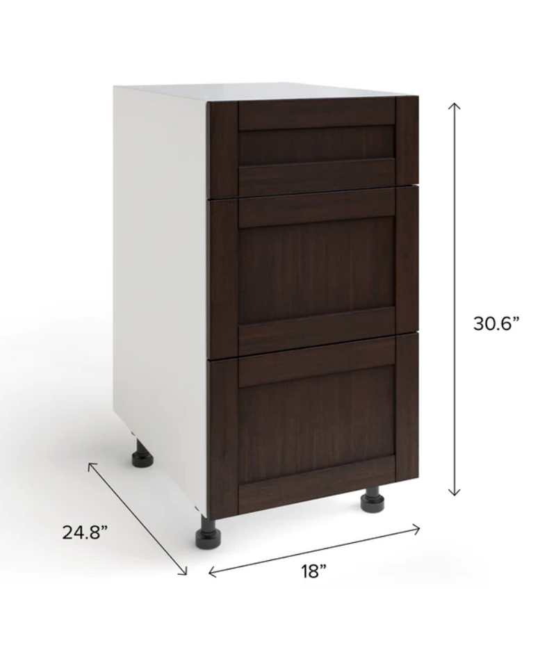 Home Three Drawer Cabinet furniture New Age Espresso 18'' 