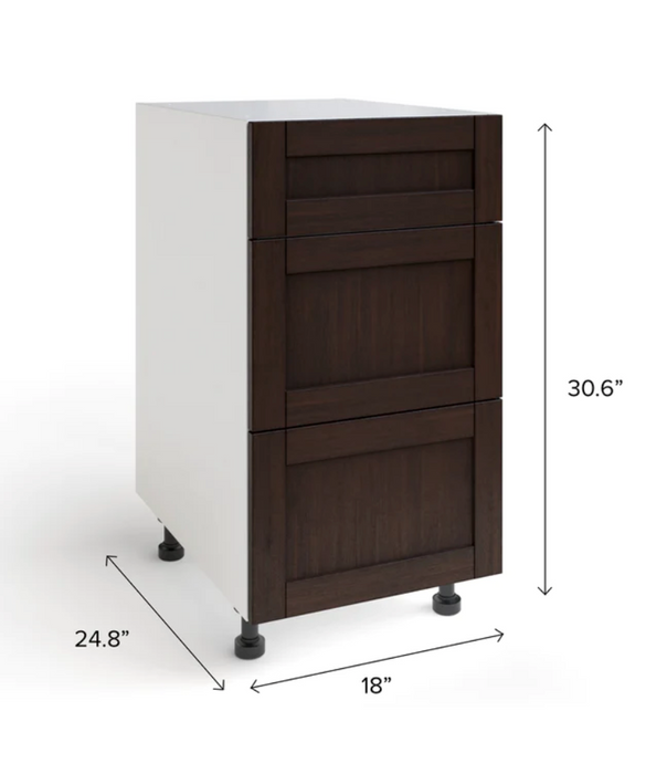 Home Three Drawer Cabinet furniture New Age Espresso 18'' 