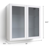 Home Extended Two Glass Door Wall Cabinet 36.5H furniture New Age   
